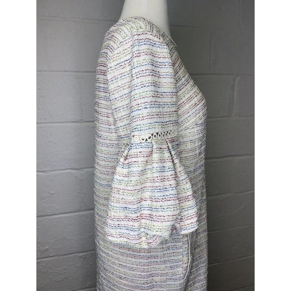 Ann Taylor Loft Rainbow Tweed Dress Medium Short Balloon Half Sleeve Pockets - Picture 6 of 11